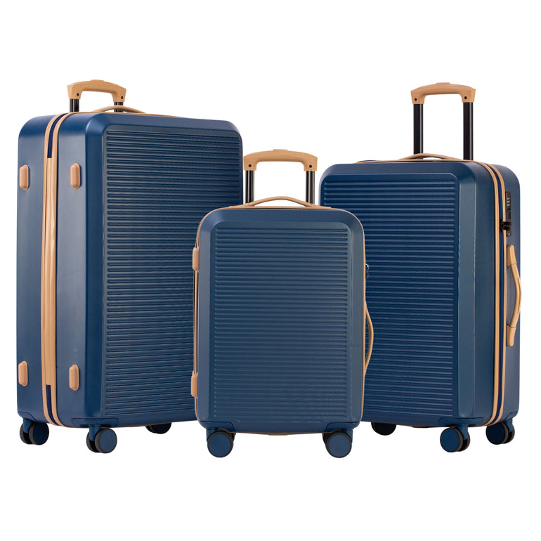 Jetstream Luggage Navy/Tan Jetstream Studio Collection 3-Piece Luggage Set