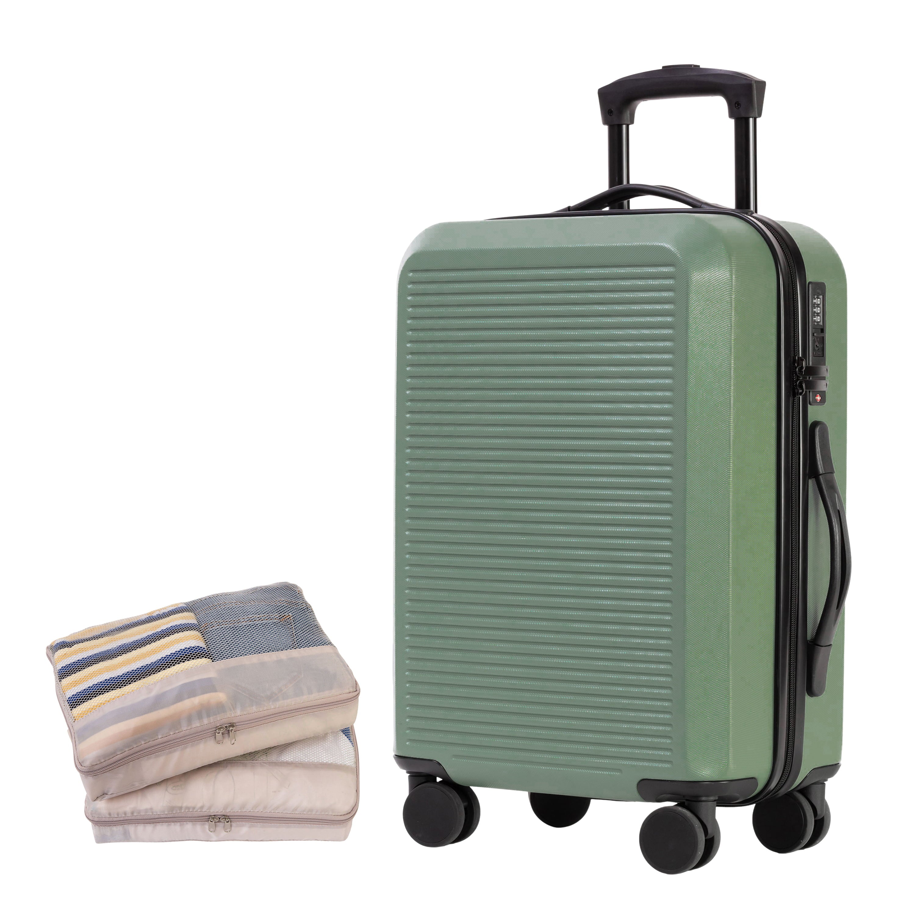 Jetstream Luggage Olive Jetstream 3-Piece Carry-On Luggage & Packing Cube Set