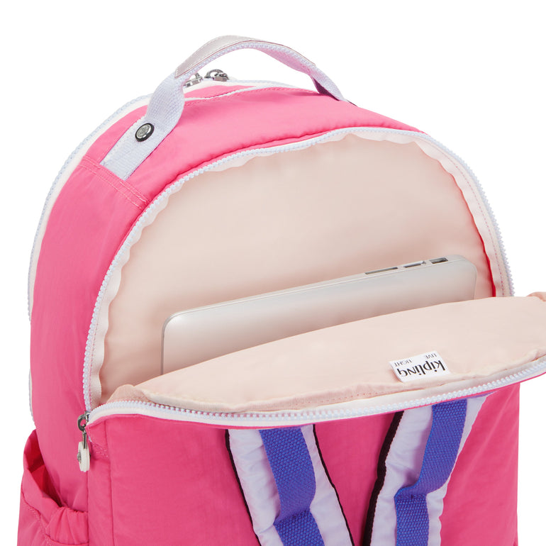 Kipling Backpacks Happy Pink Mix Kipling Seoul Large 15" Laptop Backpack - Happy Pink Mix