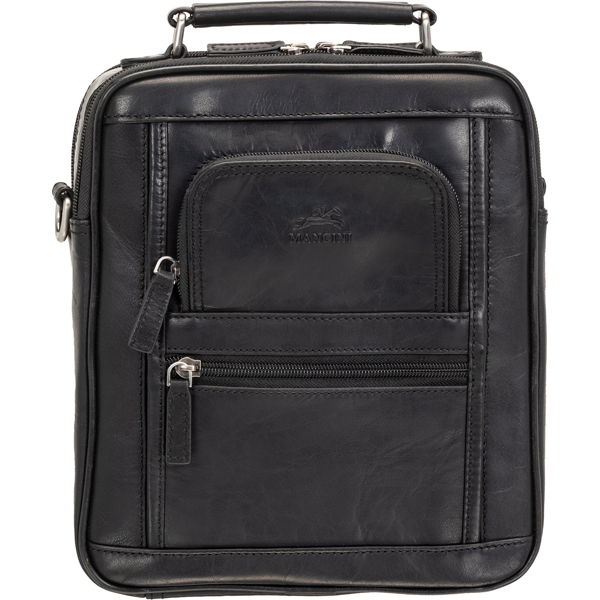 Mancini Bags Black Mancini Buffalo Double Compartment Unisex Bag