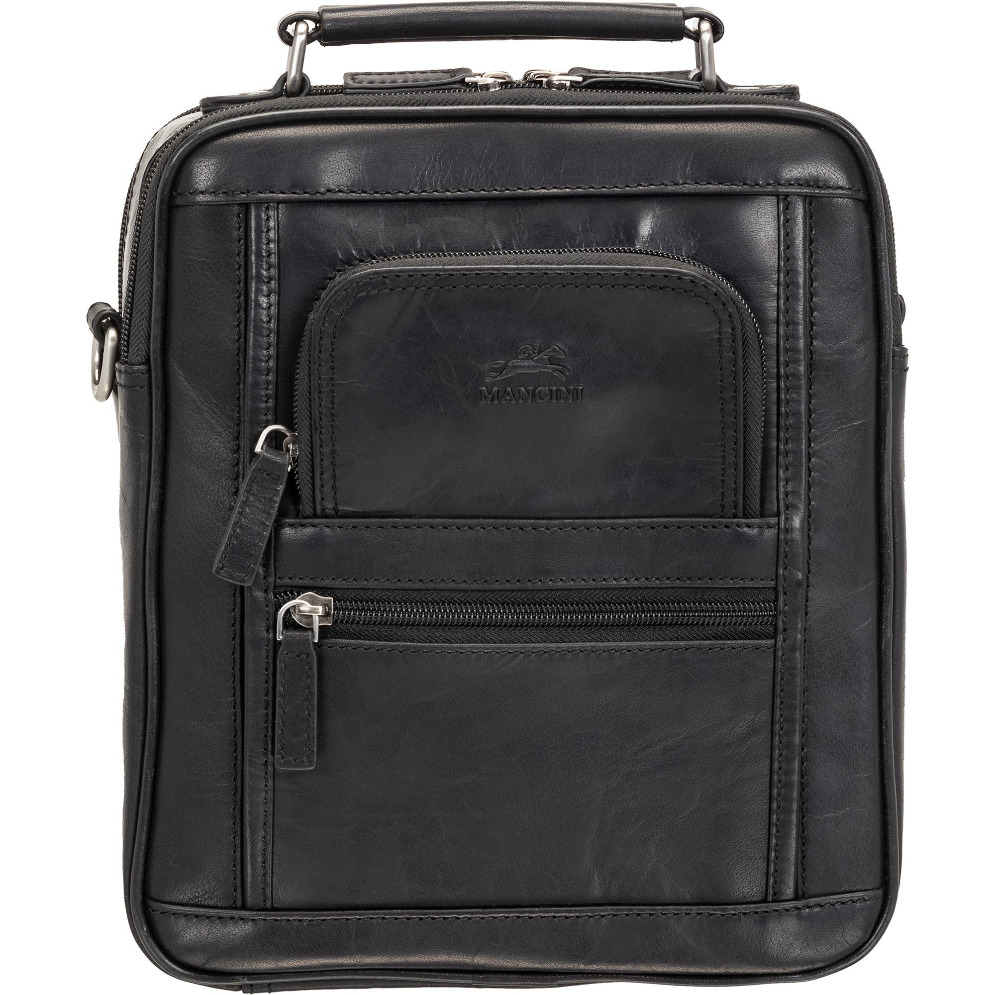 Mancini Bags Black Mancini Buffalo Double Compartment Unisex Bag