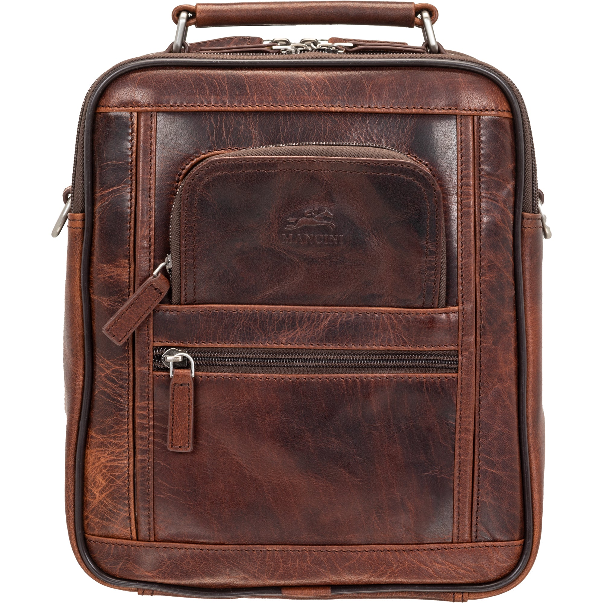 Mancini Bags Brown Mancini Buffalo Double Compartment Unisex Bag