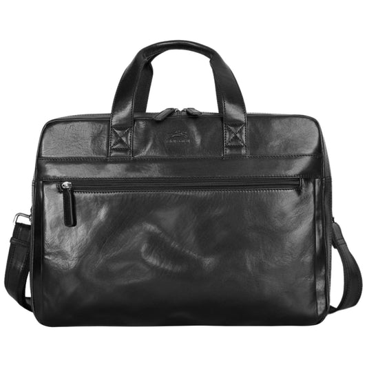 Mancini Briefcases Black Mancini Pelle D’oro Double Compartment 15.6” Laptop and Tablet Briefcase