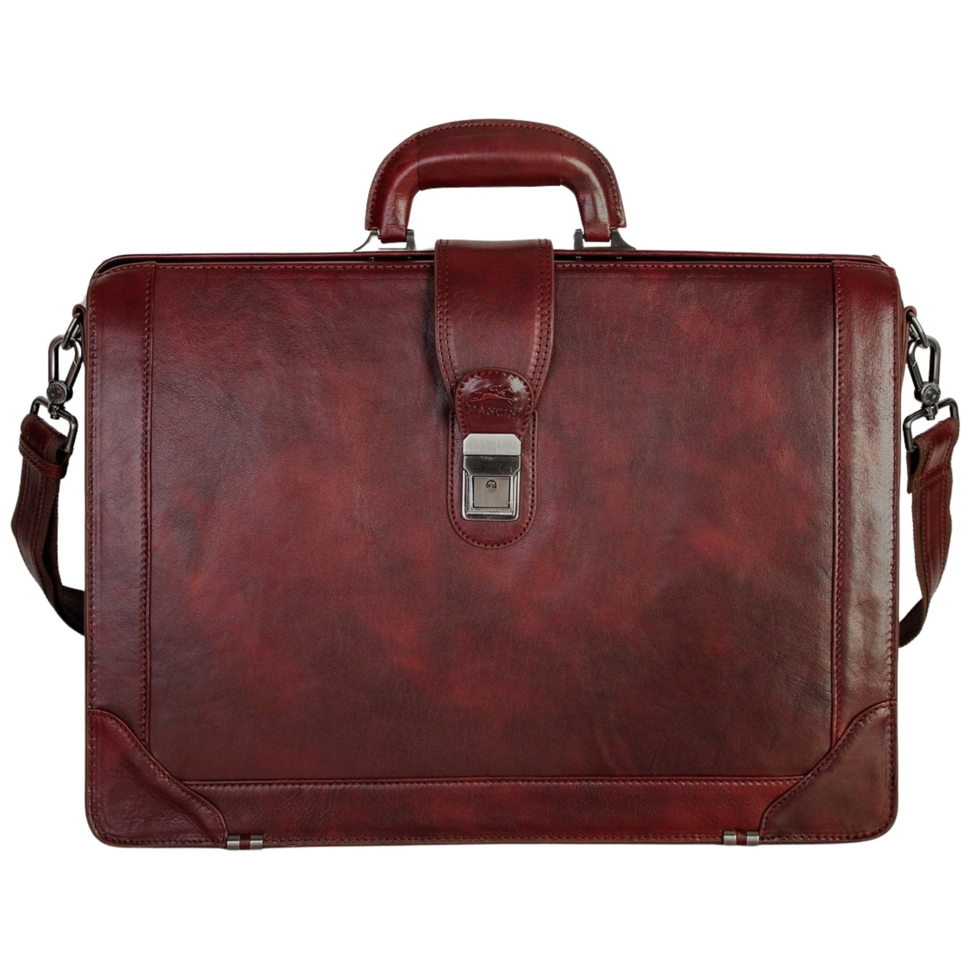 Mancini Briefcases Brown Mancini Pelle D’oro Luxurious 17.3” Laptop Litigator Briefcase