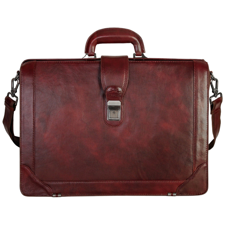 Mancini Briefcases Brown Mancini Pelle D’oro Luxurious 17.3” Laptop Litigator Briefcase