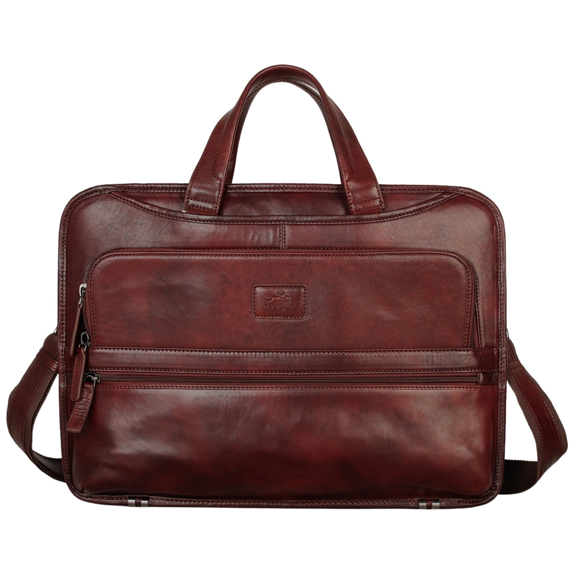 Mancini Briefcases Brown Mancini Pelle D’oro Triple Compartment 15.6” Laptop / Tablet Briefcase