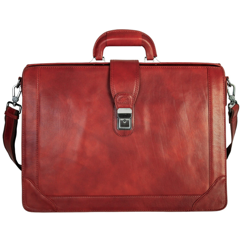 Mancini Briefcases Cognac Mancini Pelle D’oro Luxurious 17.3” Laptop Litigator Briefcase