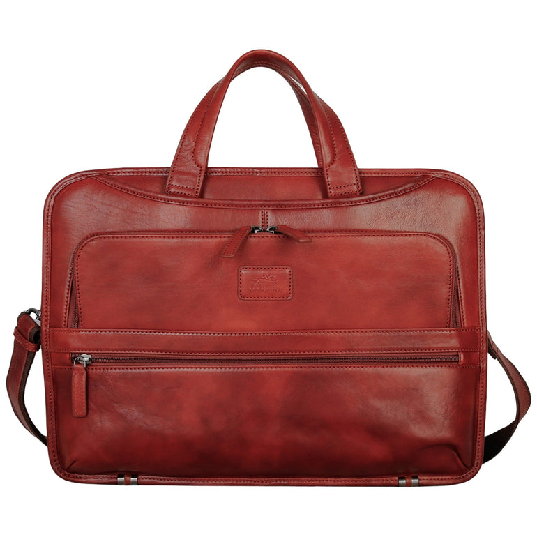 Mancini Briefcases Cognac Mancini Pelle D’oro Triple Compartment 15.6” Laptop / Tablet Briefcase