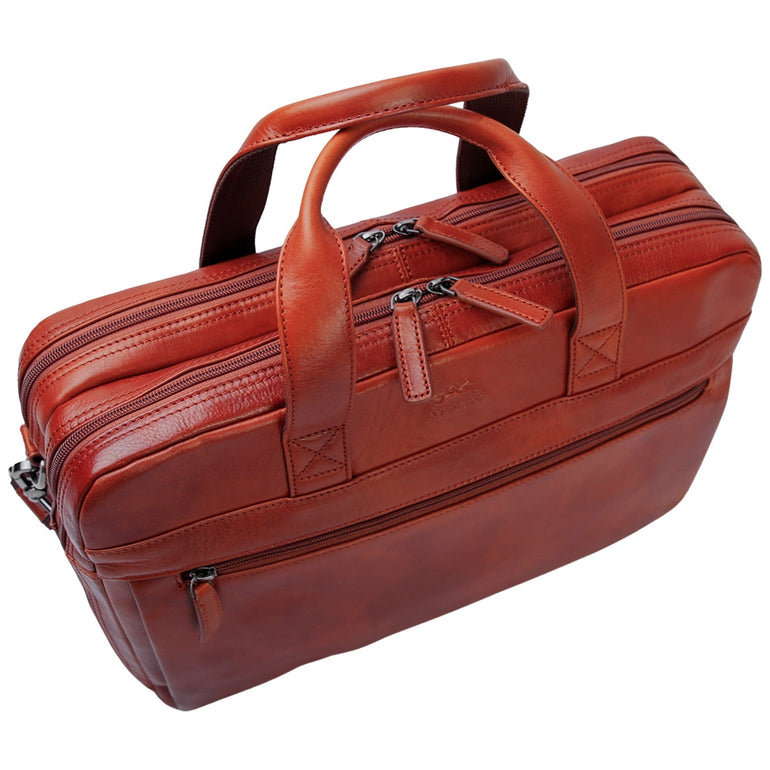 Mancini Briefcases Mancini Pelle D’oro Double Compartment 15.6” Laptop and Tablet Briefcase