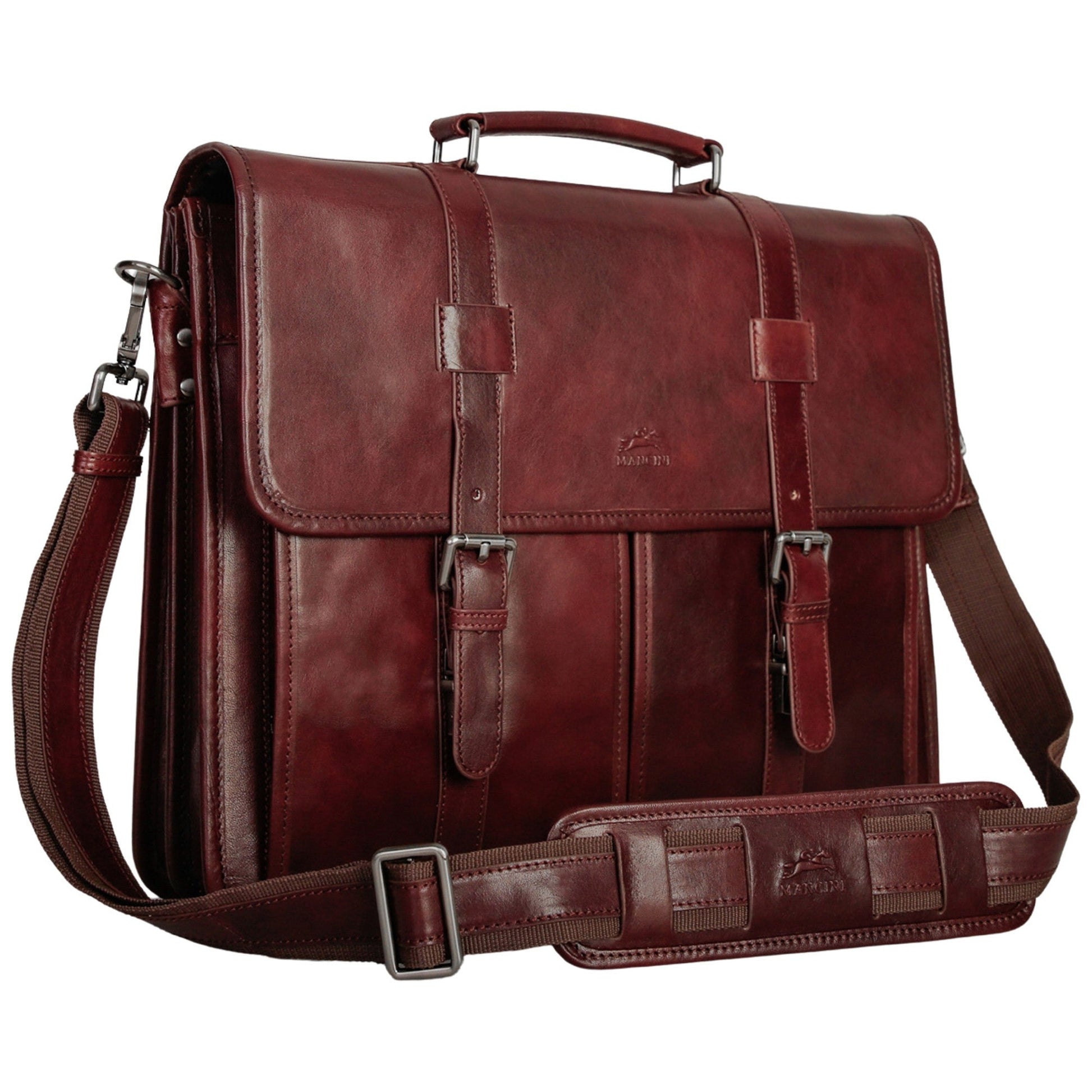 Mancini Briefcases Mancini Pelle D’oro Double Compartment 15.6” Laptop / Tablet Briefcase