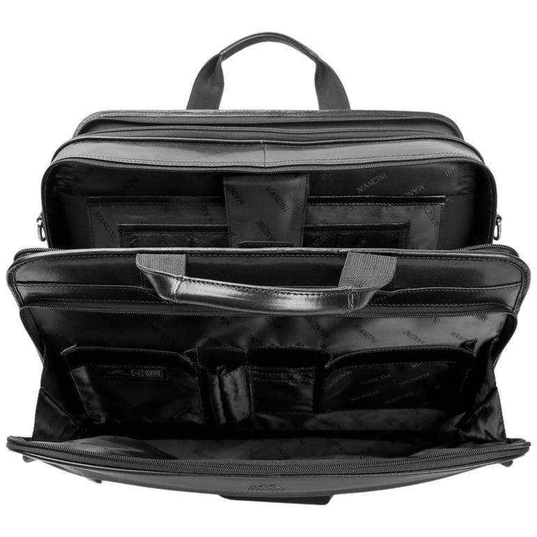 Mancini Briefcases Mancini Pelle D’oro Double Compartment Top Zipper 15.6” Laptop / Tablet Briefcase