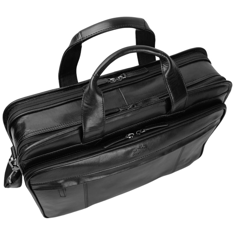 Mancini Briefcases Mancini Pelle D’oro Double Compartment Top Zipper 15.6” Laptop / Tablet Briefcase