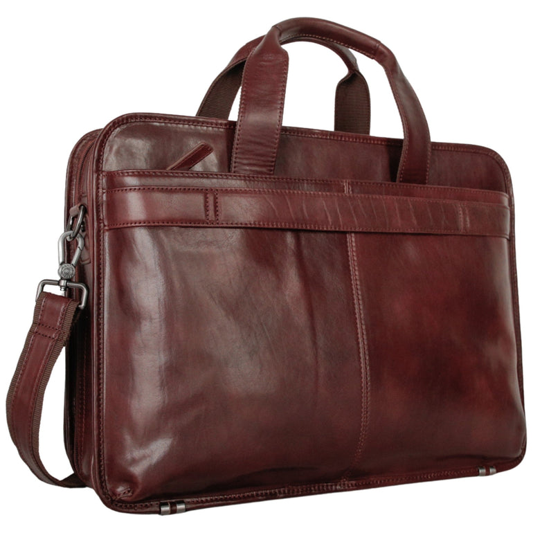 Mancini Briefcases Mancini Pelle D’oro Double Compartment Top Zipper 15.6” Laptop / Tablet Briefcase