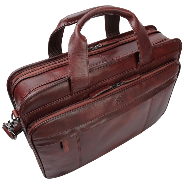 Mancini Briefcases Mancini Pelle D’oro Double Compartment Top Zipper 15.6” Laptop / Tablet Briefcase