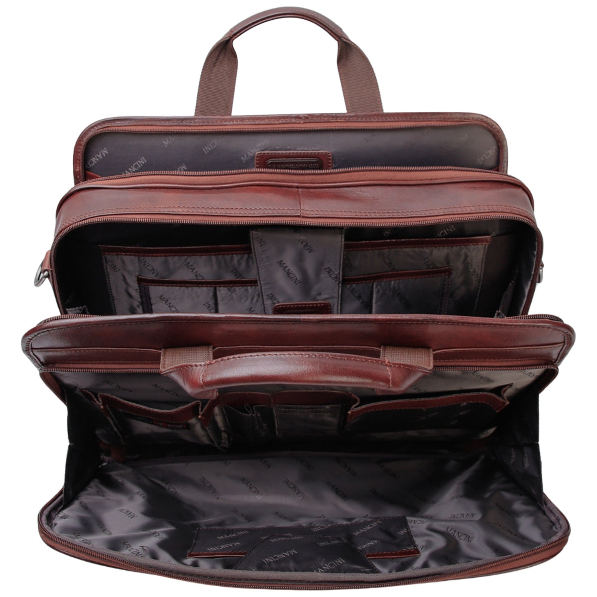 Mancini Briefcases Mancini Pelle D’oro Double Compartment Top Zipper 15.6” Laptop / Tablet Briefcase