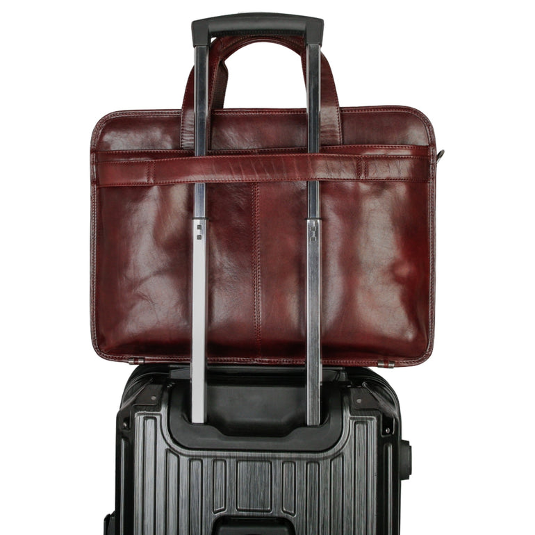 Mancini Briefcases Mancini Pelle D’oro Double Compartment Top Zipper 15.6” Laptop / Tablet Briefcase