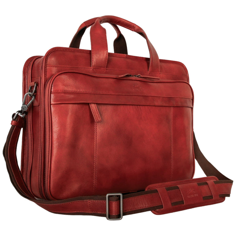 Mancini Briefcases Mancini Pelle D’oro Double Compartment Top Zipper 15.6” Laptop / Tablet Briefcase