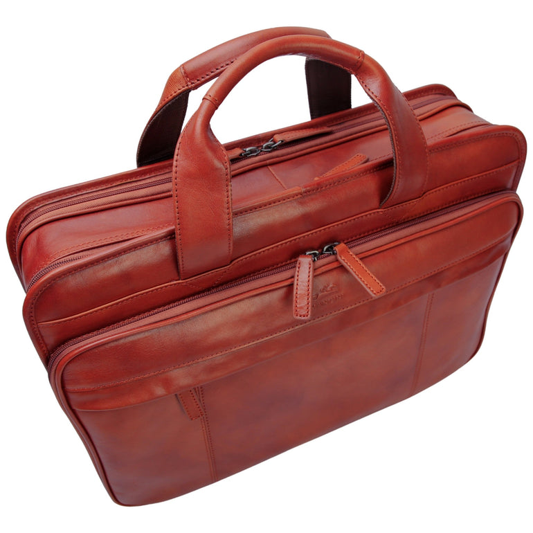 Mancini Briefcases Mancini Pelle D’oro Double Compartment Top Zipper 15.6” Laptop / Tablet Briefcase