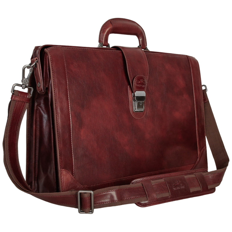 Mancini Briefcases Mancini Pelle D’oro Luxurious 17.3” Laptop Litigator Briefcase