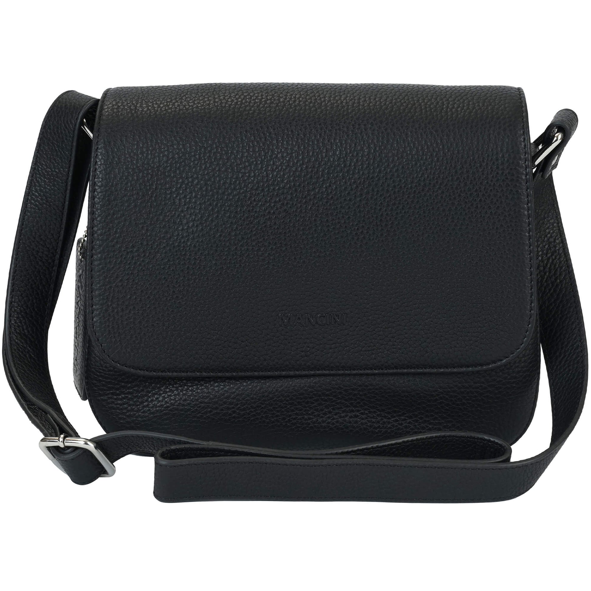 Mancini Cross-Body Bag Black Mancini Pebbled Alison Crossbody Handbag