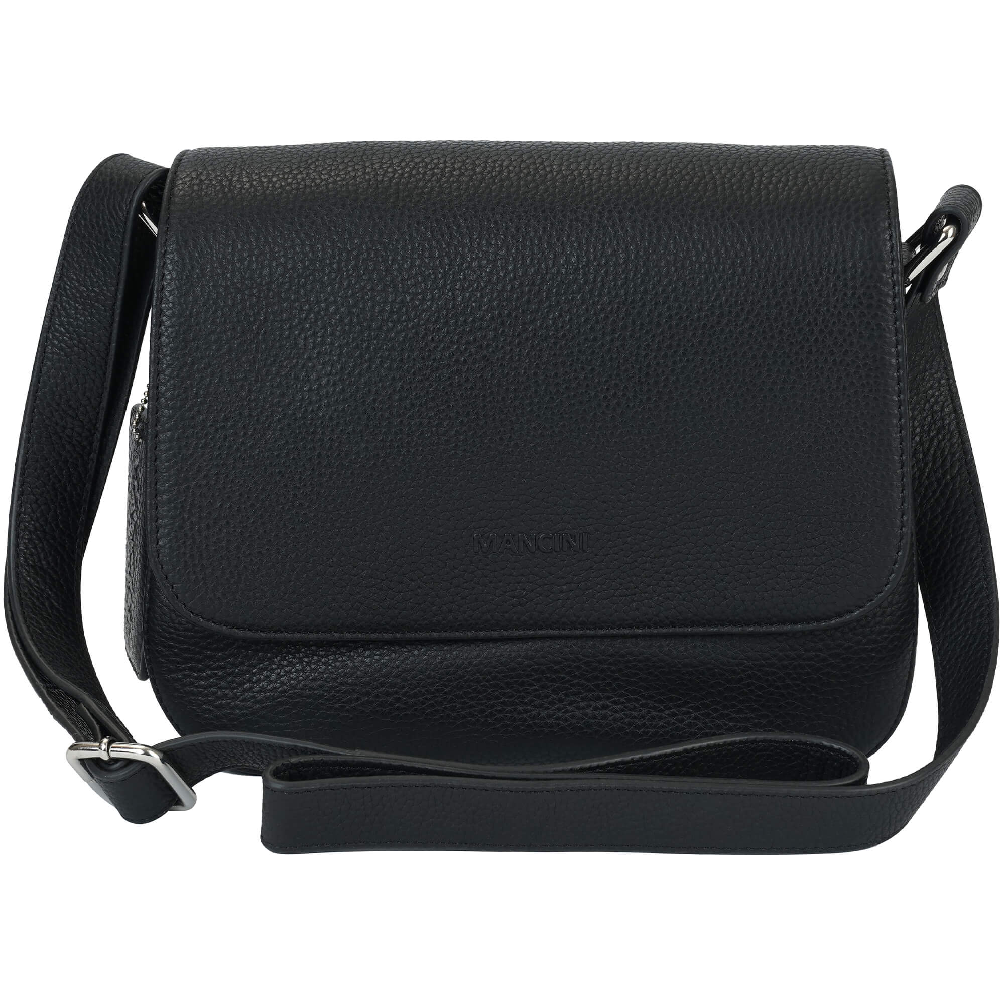 Mancini Cross-Body Bag Black Mancini Pebbled Alison Crossbody Handbag