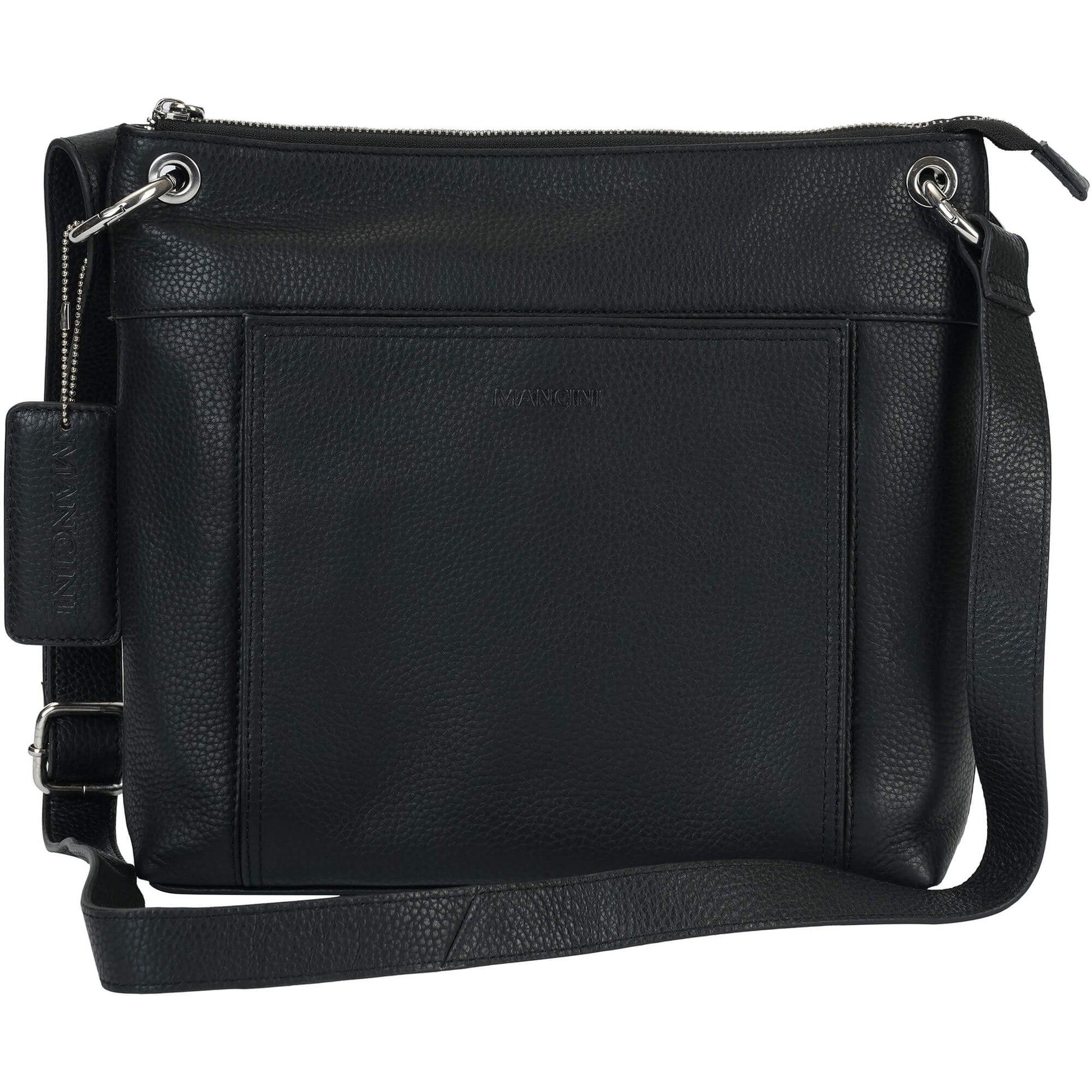 Mancini Cross-Body Bag Black Mancini Pebbled Trish Crossbody Handbag with Organizer