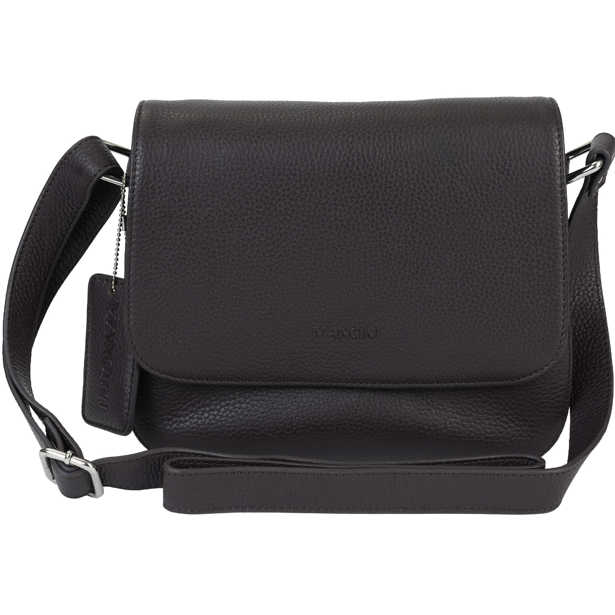 Mancini Cross-Body Bag Brown Mancini Pebbled Alison Crossbody Handbag