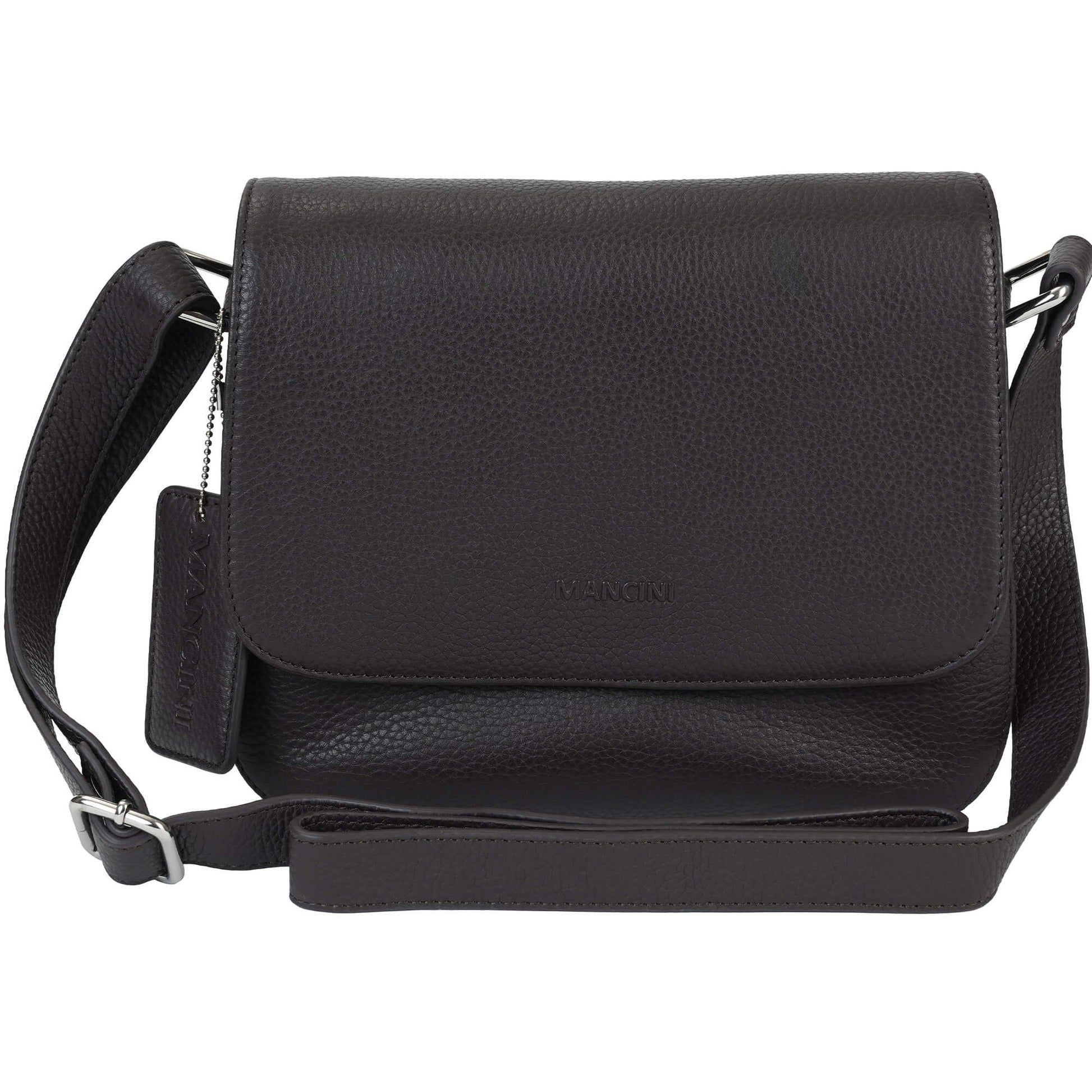 Mancini Cross-Body Bag Brown Mancini Pebbled Alison Crossbody Handbag