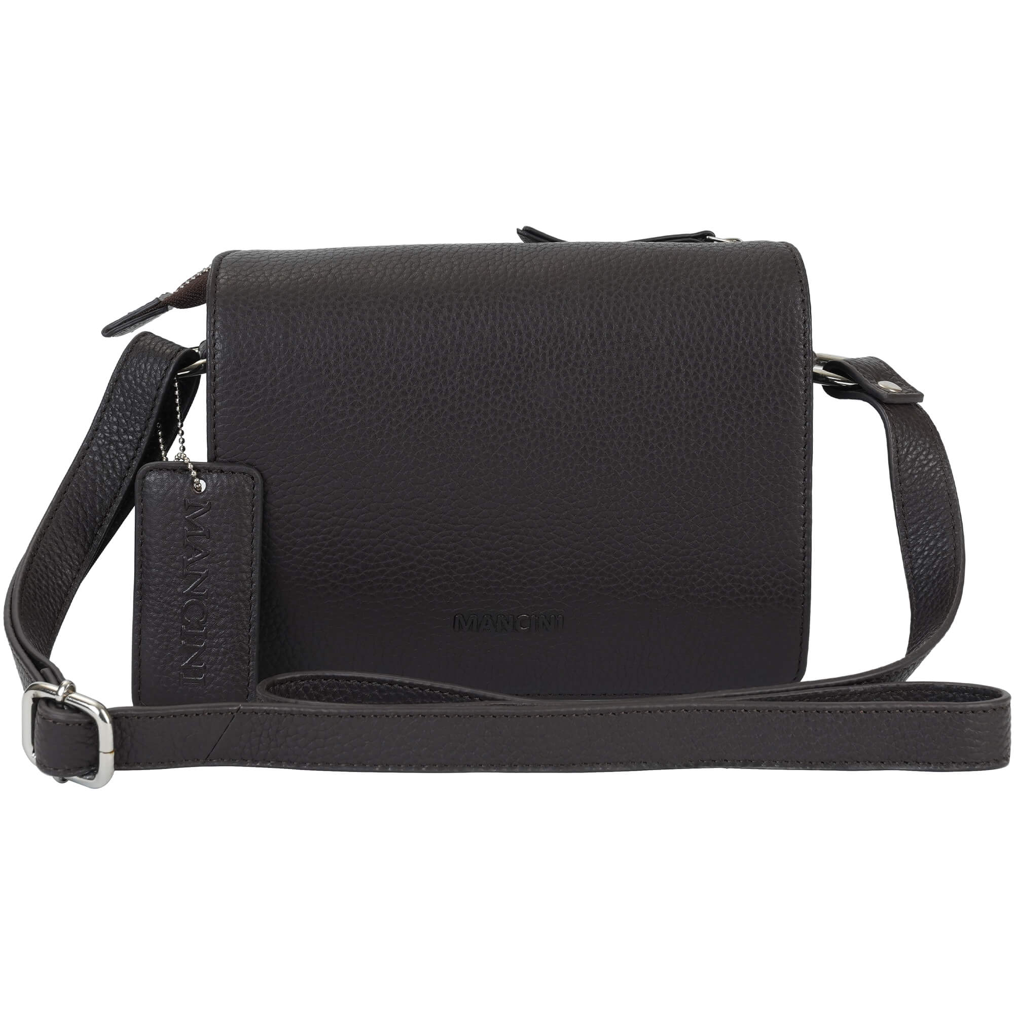 Mancini Cross-Body Bag Brown Mancini Pebbled Connie Small Crossbody Handbag