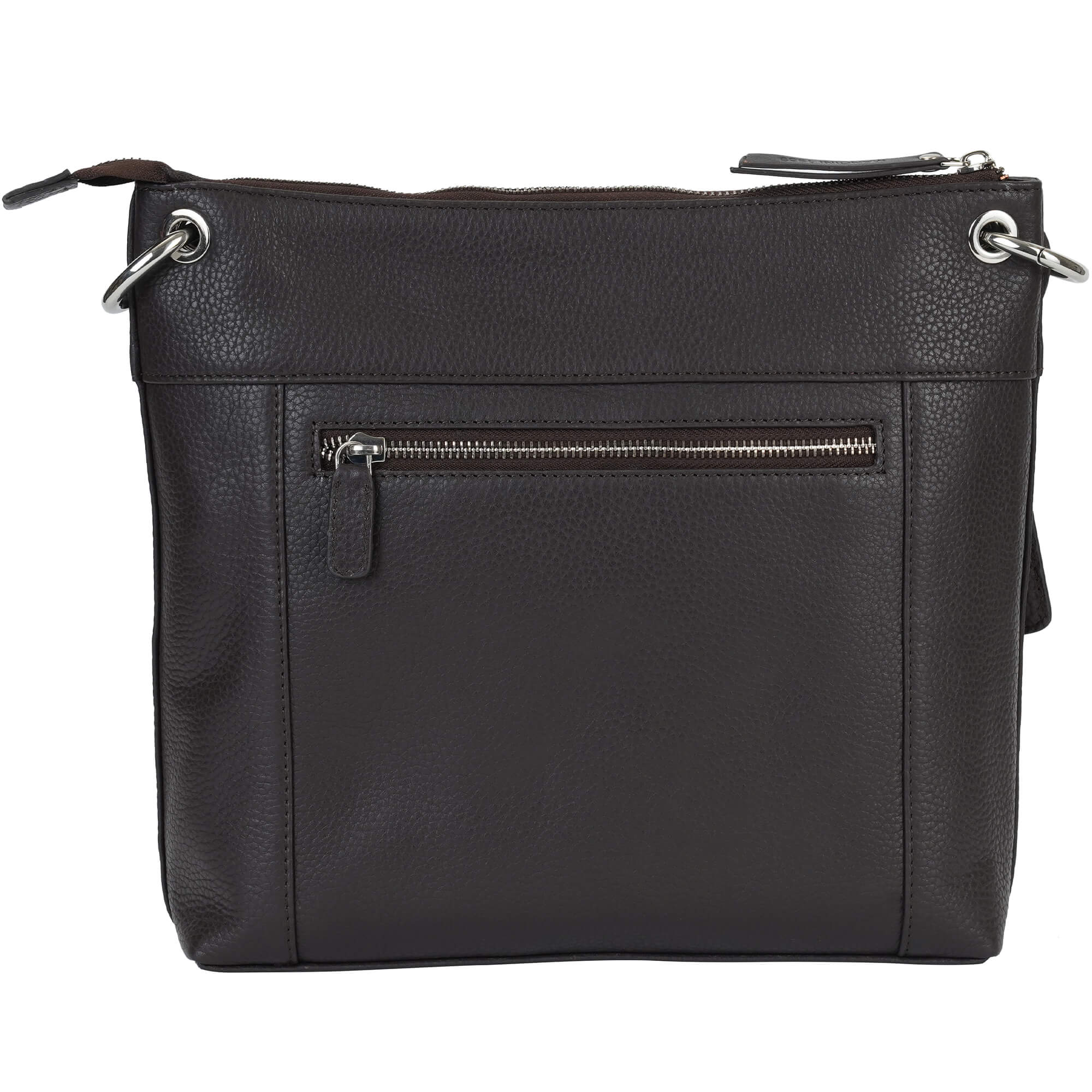 Mancini Cross-Body Bag Brown Mancini Pebbled Trish Crossbody Handbag with Organizer