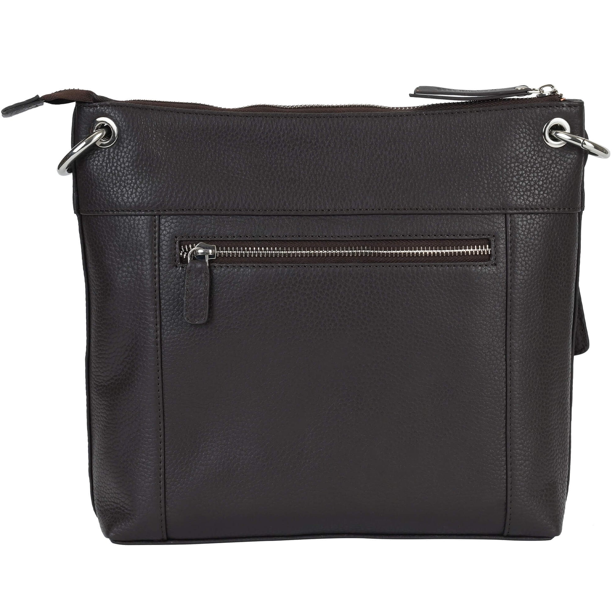 Mancini Cross-Body Bag Brown Mancini Pebbled Trish Crossbody Handbag with Organizer