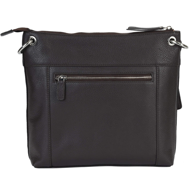 Mancini Cross-Body Bag Brown Mancini Pebbled Trish Crossbody Handbag with Organizer
