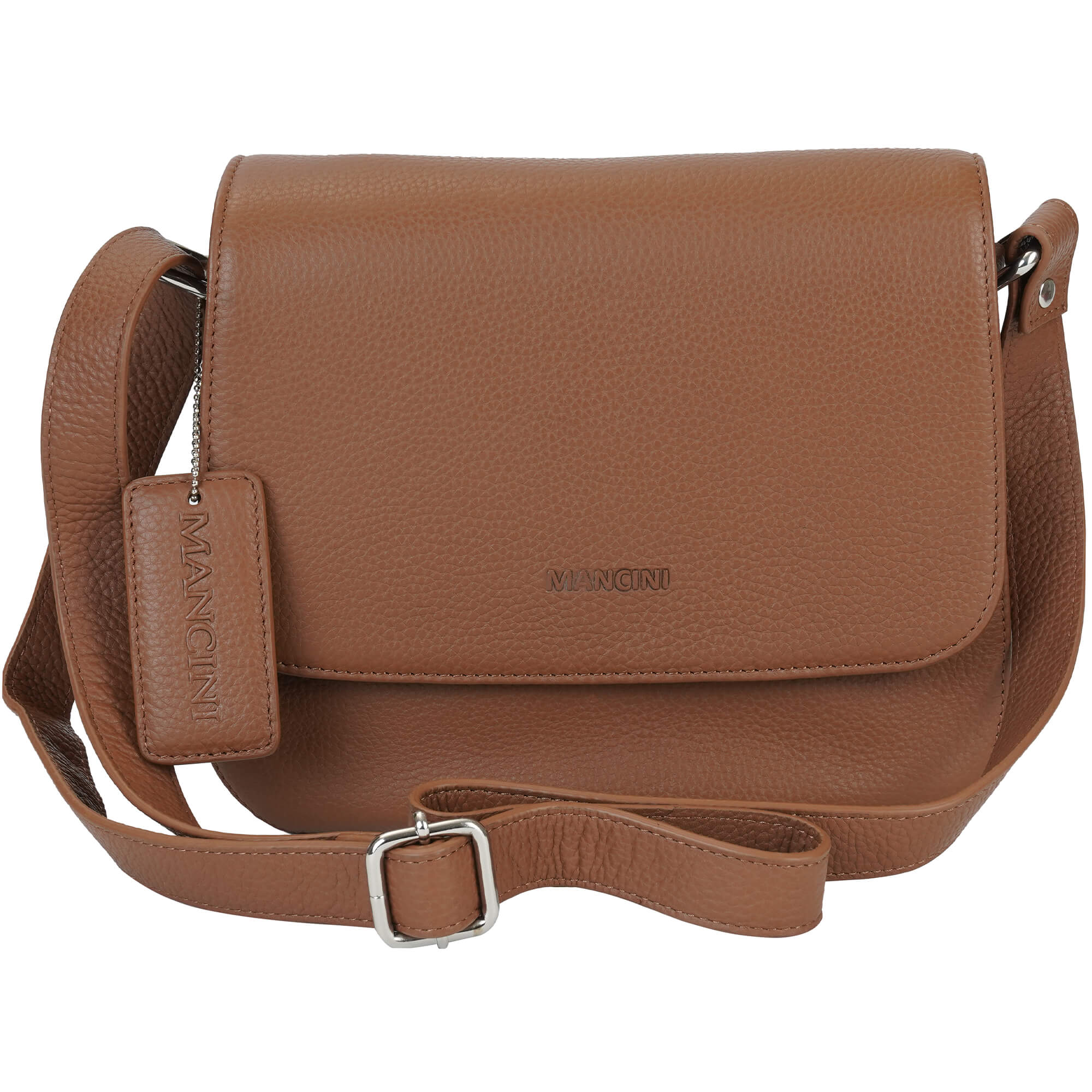 Mancini Cross-Body Bag Camel Mancini Pebbled Alison Crossbody Handbag