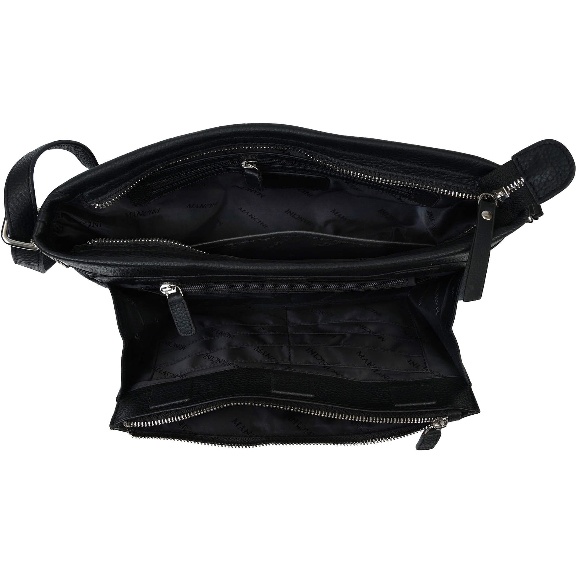 Mancini Cross-Body Bag Mancini Pebbled Loretta Crossbody Handbag with Organizer