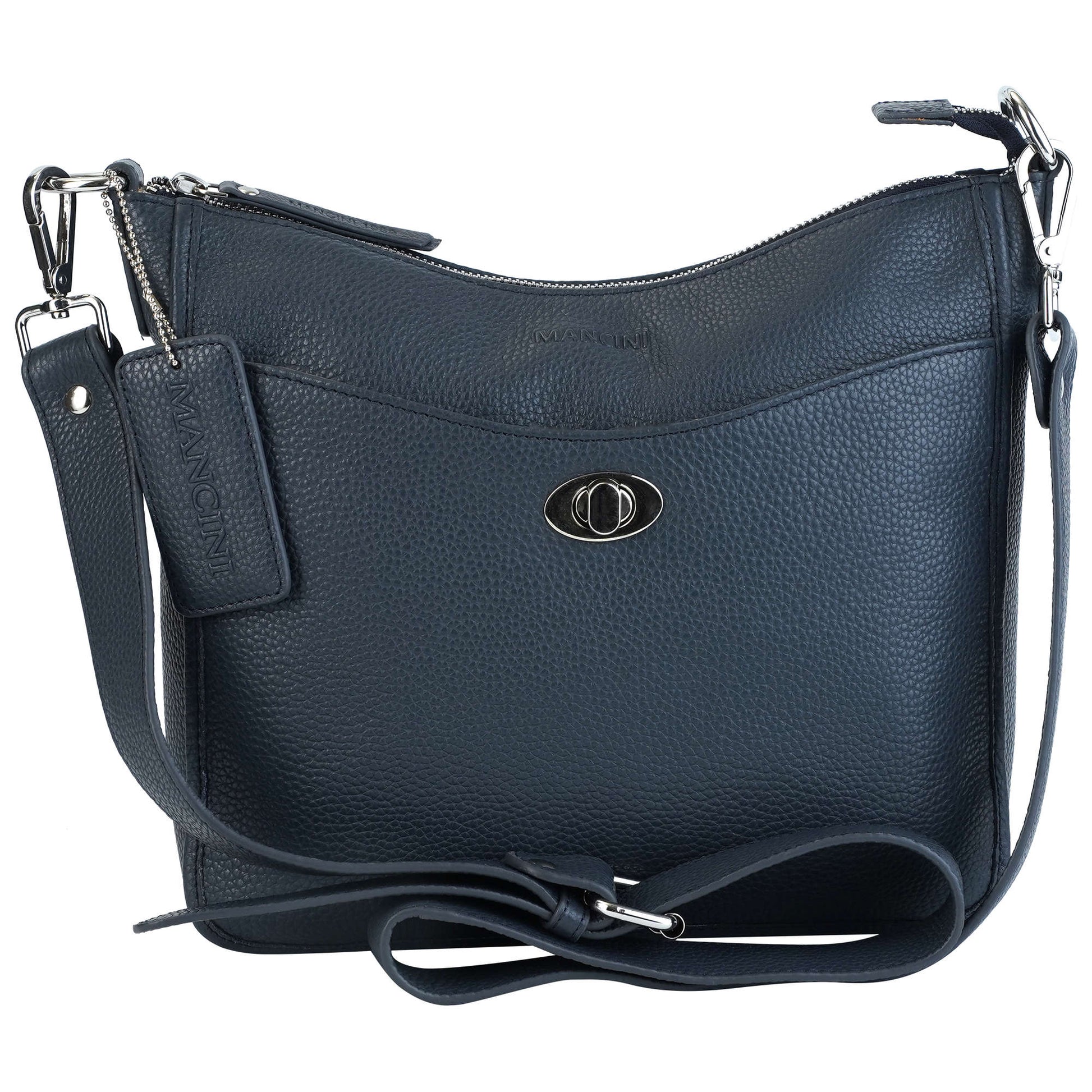 Mancini Cross-Body Bag Navy Mancini Pebbled Elizabeth Crossbody Handbag