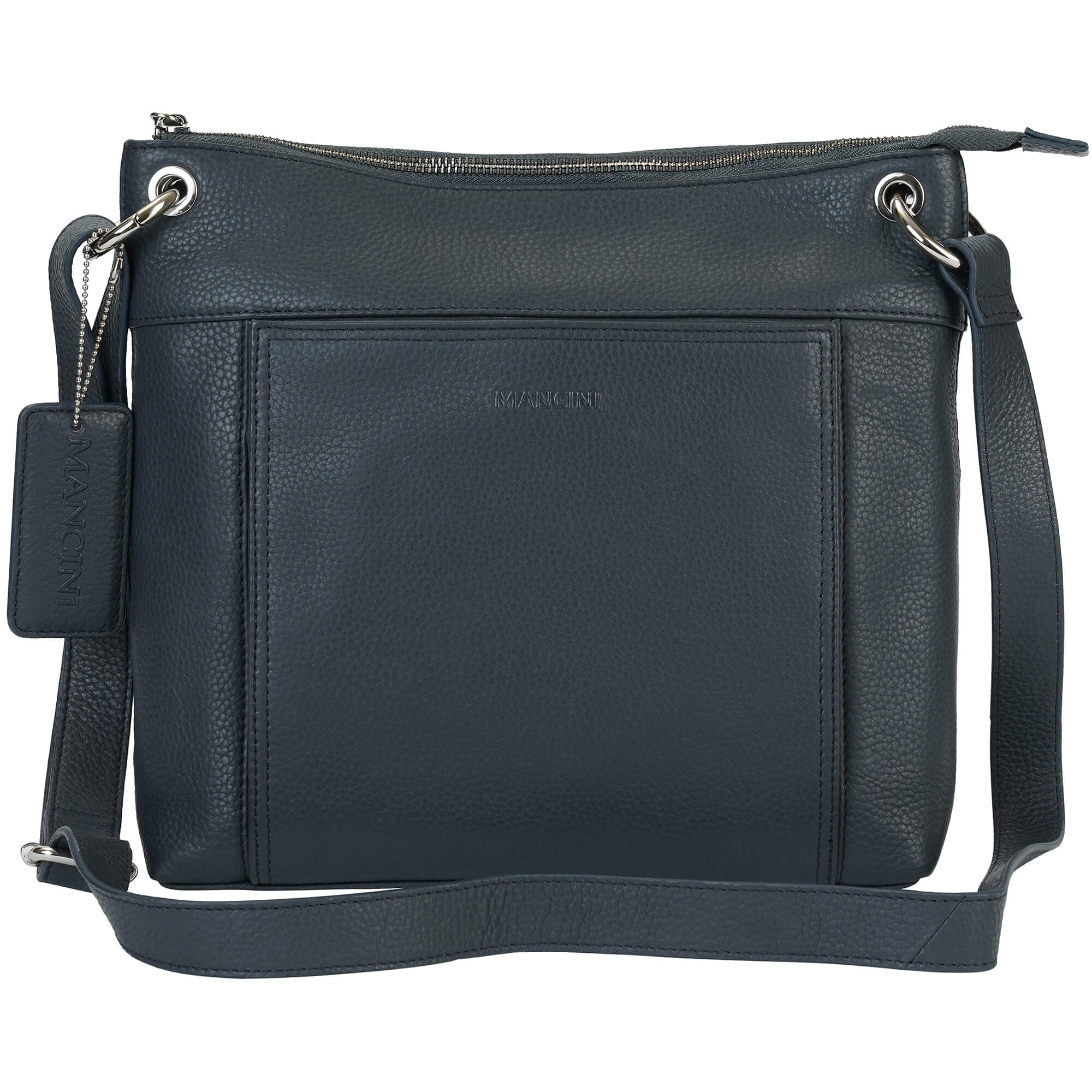 Mancini Cross-Body Bag Navy Mancini Pebbled Trish Crossbody Handbag with Organizer