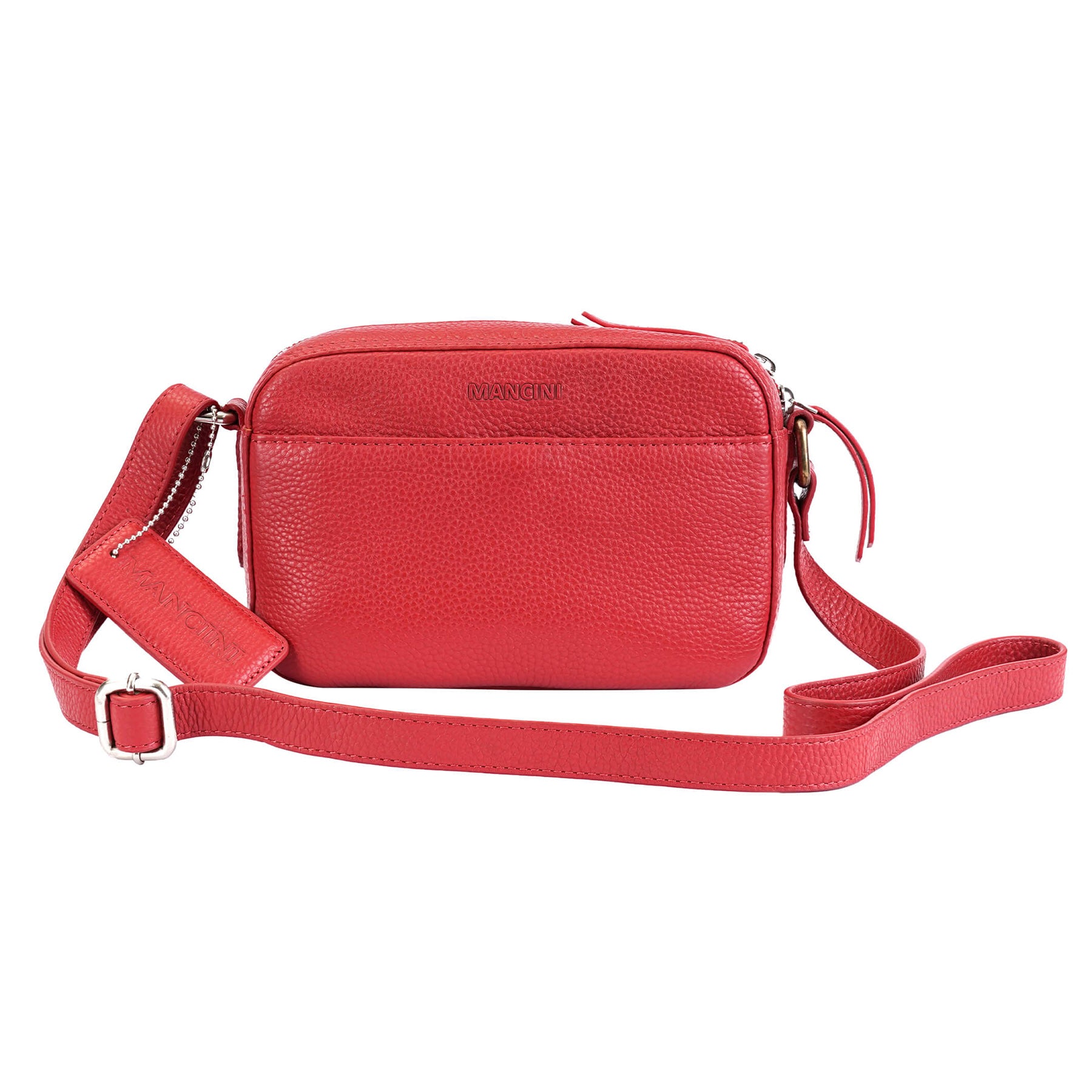 Mancini Cross-Body Bag Red Mancini Pebbled Clara Small Crossbody Bag