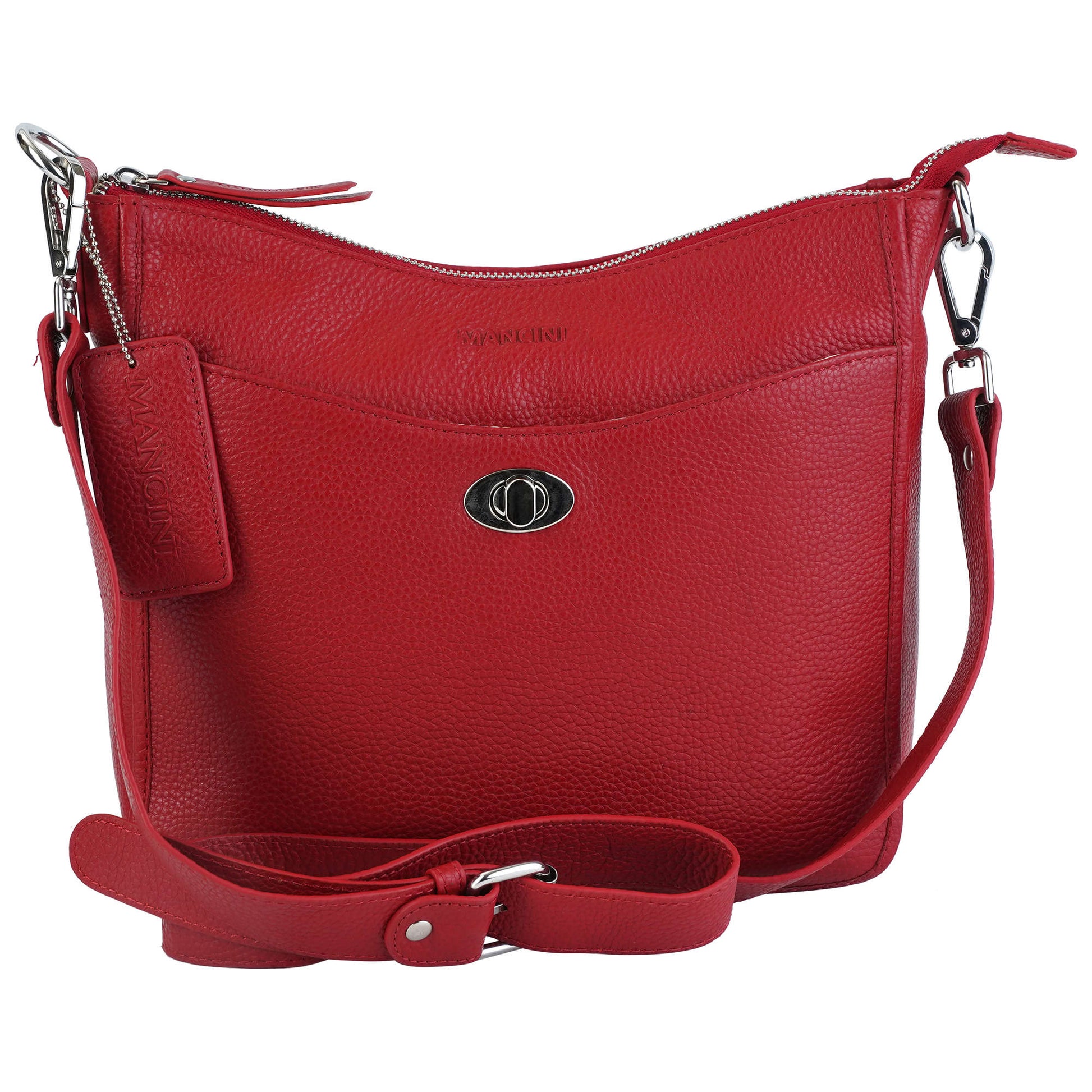 Mancini Cross-Body Bag Red Mancini Pebbled Elizabeth Crossbody Handbag