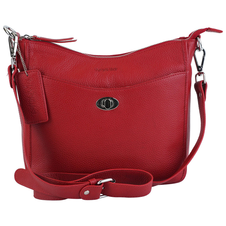 Mancini Cross-Body Bag Red Mancini Pebbled Elizabeth Crossbody Handbag
