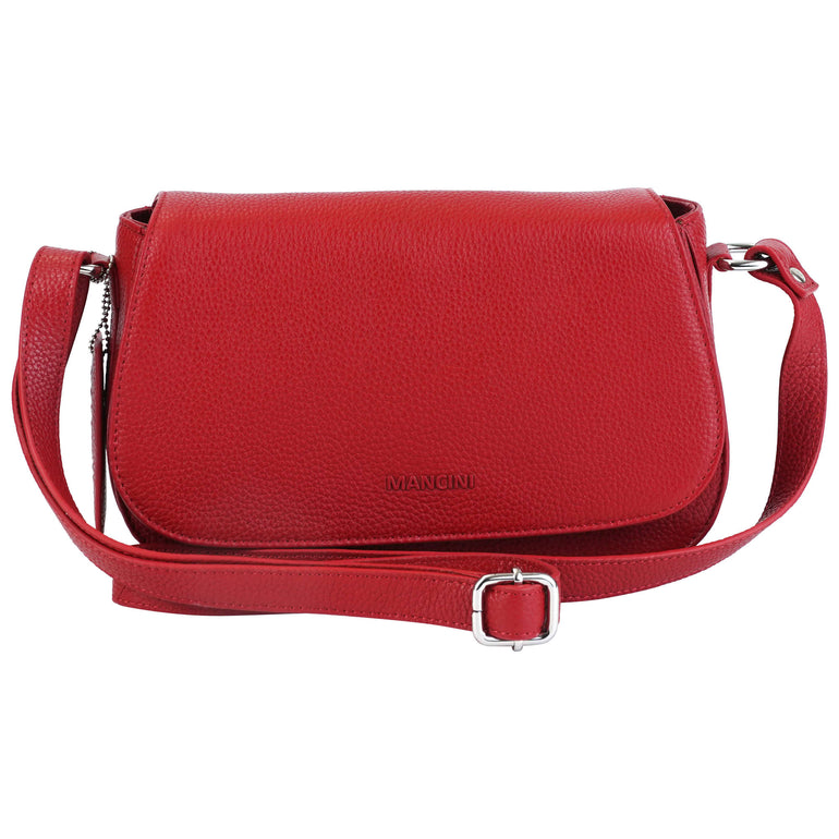 Mancini Cross-Body Bag Red Mancini Pebbled Isabella Crossbody Handbag