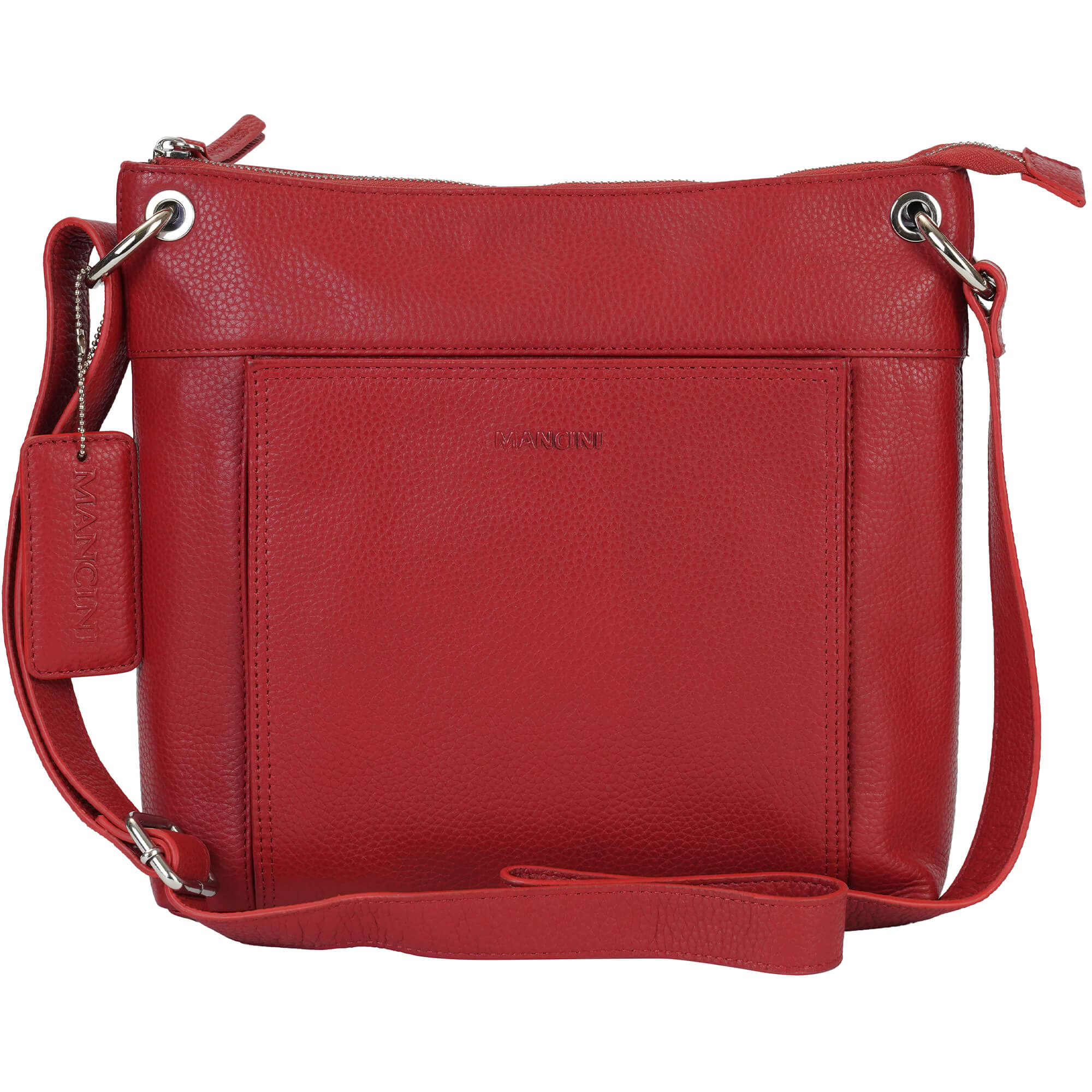Mancini Cross-Body Bag Red Mancini Pebbled Trish Crossbody Handbag with Organizer