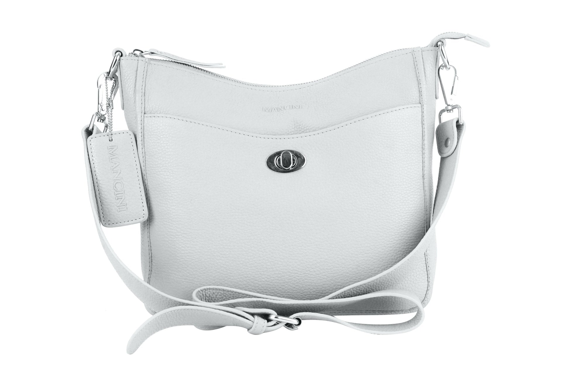 Mancini Cross-Body Bag White Mancini Pebbled Elizabeth Crossbody Handbag