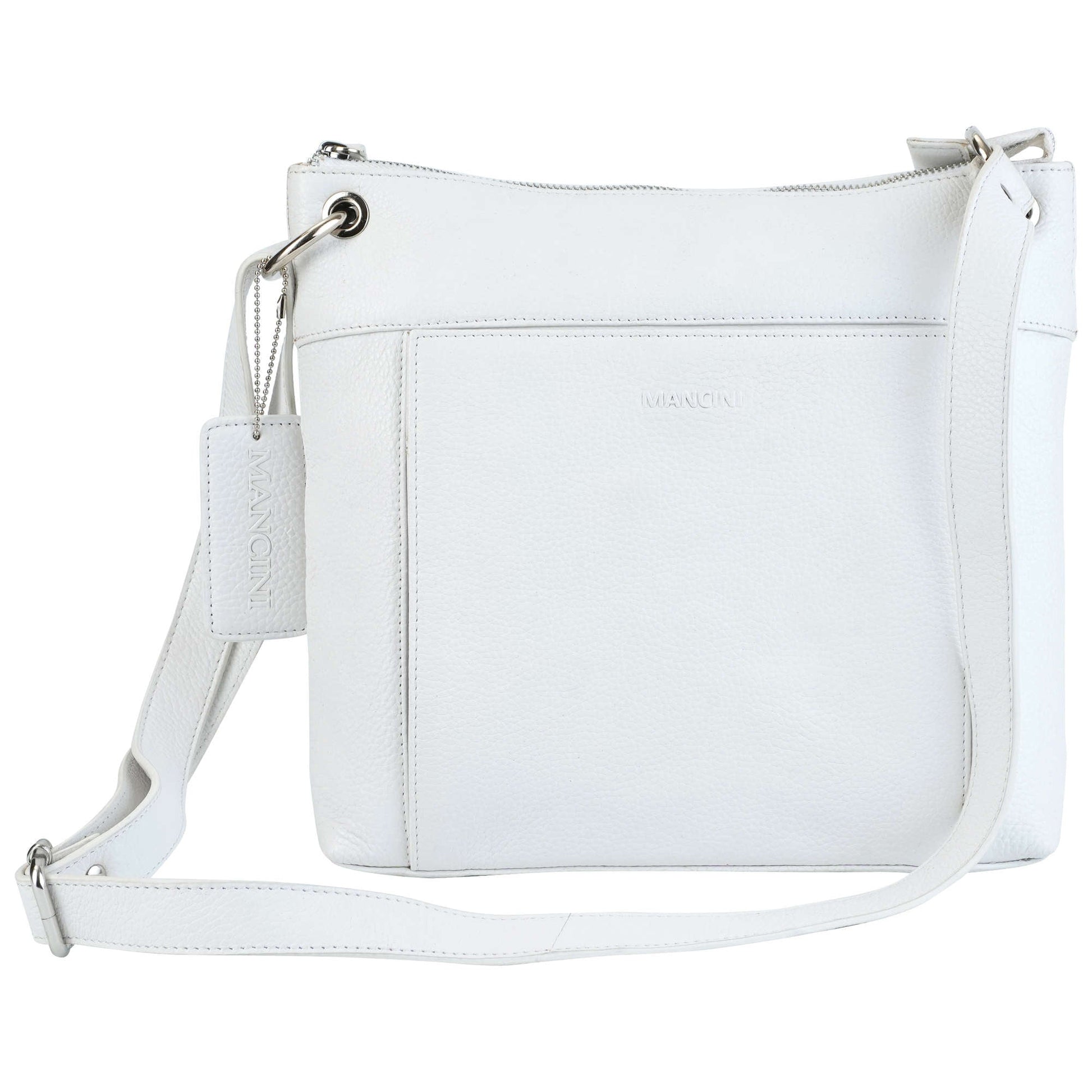 Mancini Cross-Body Bag White Mancini Pebbled Trish Crossbody Handbag with Organizer