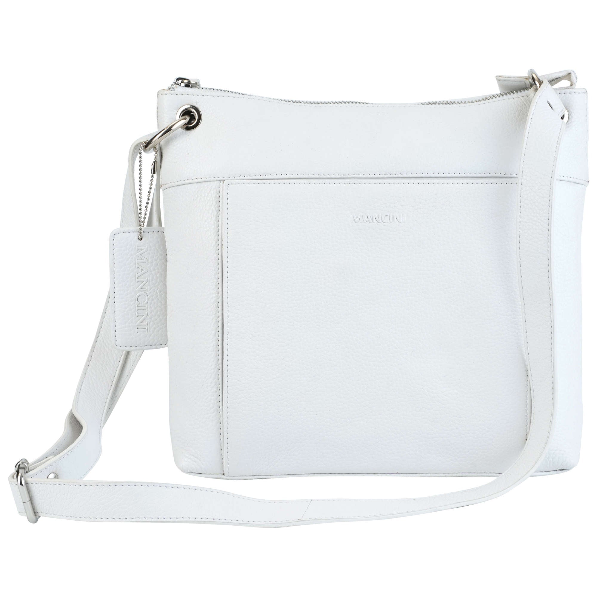 Mancini Cross-Body Bag White Mancini Pebbled Trish Crossbody Handbag with Organizer