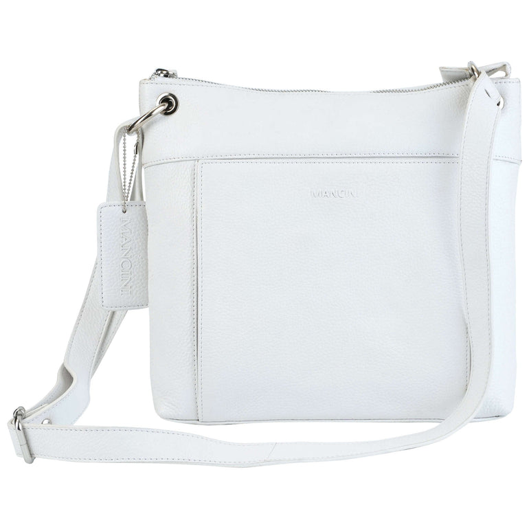 Mancini Cross-Body Bag White Mancini Pebbled Trish Crossbody Handbag with Organizer