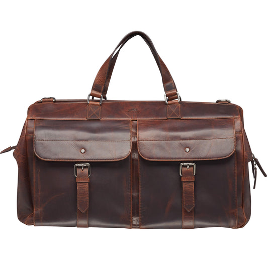Mancini Duffles Brown Mancini Buffalo Dowel Rod Duffle Bag for Carry-On Travel
