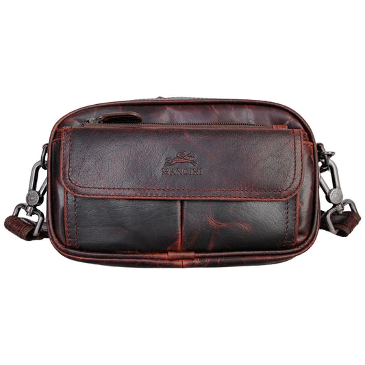 Mancini Handbags Brown Mancini Buffalo Unisex Bag with Zippered Organizer Pocket