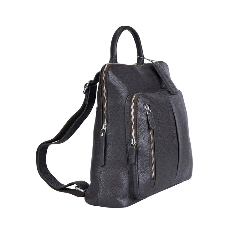 Mancini Handbags Brown Mancini Pebbled Brigette Leather Backpack