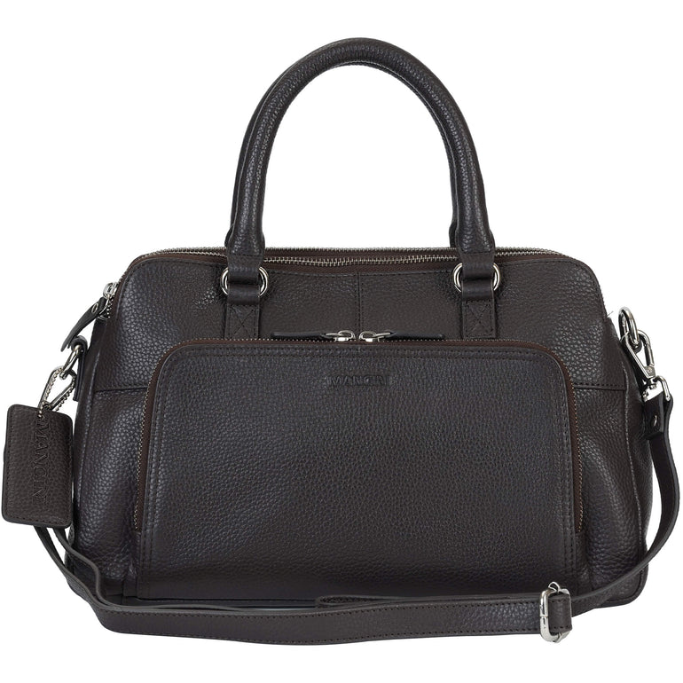 Mancini Handbags Brown Mancini Pebbled Jennifer Leather Satchel Bag