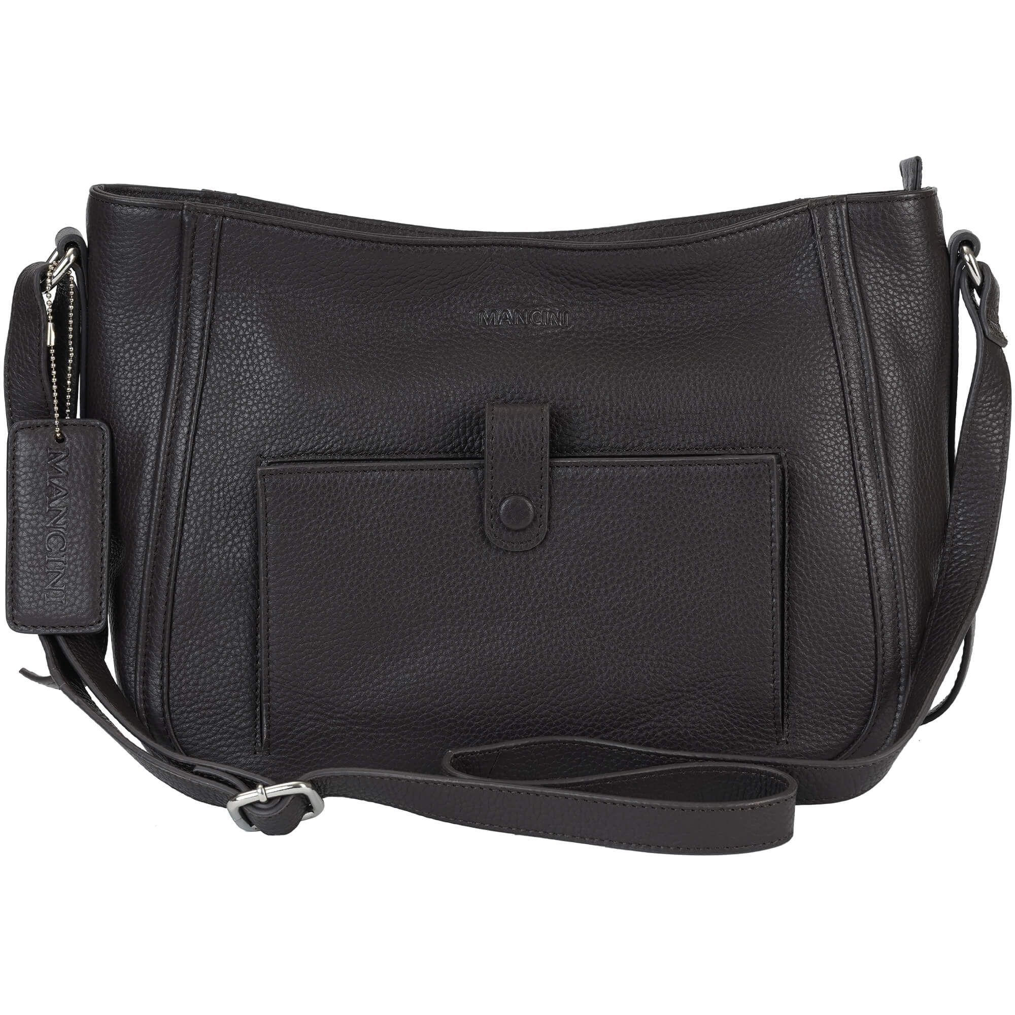 Mancini Handbags Brown Mancini Pebbled Sophia Leather Crossbody Bag